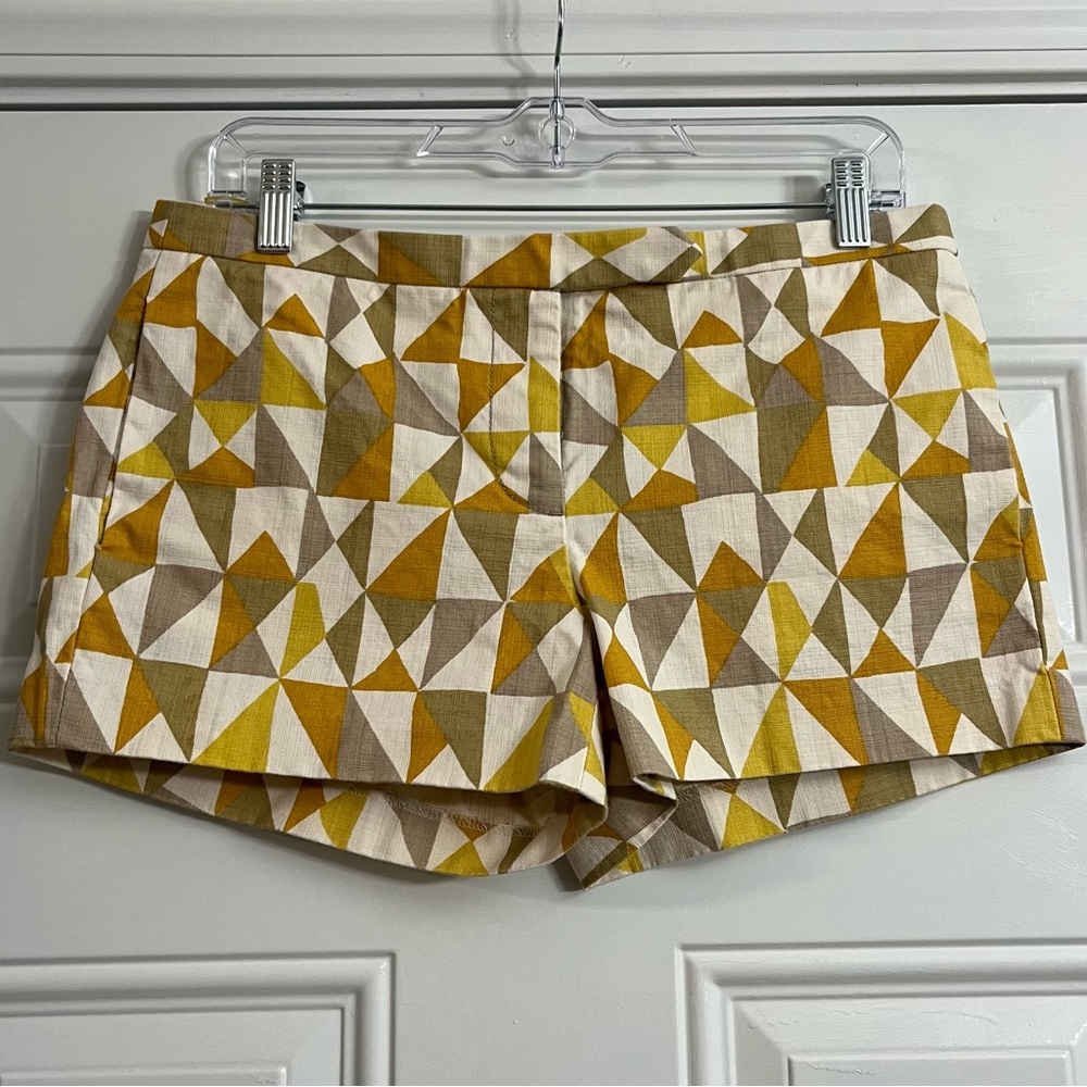 J. Crew City Fit Yellow Geometric Shorts Women Size 6